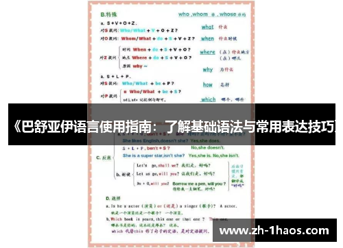 《巴舒亚伊语言使用指南：了解基础语法与常用表达技巧》